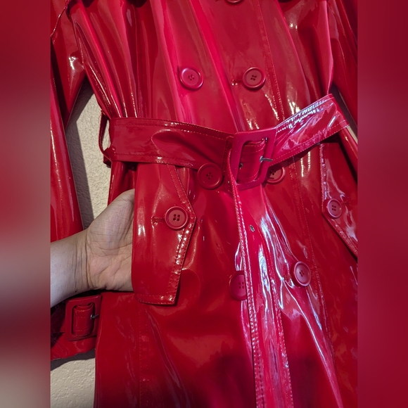 Vintage Red Trench Coat - Picture 8 of 16